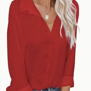 Elegant Red Women's Blouse